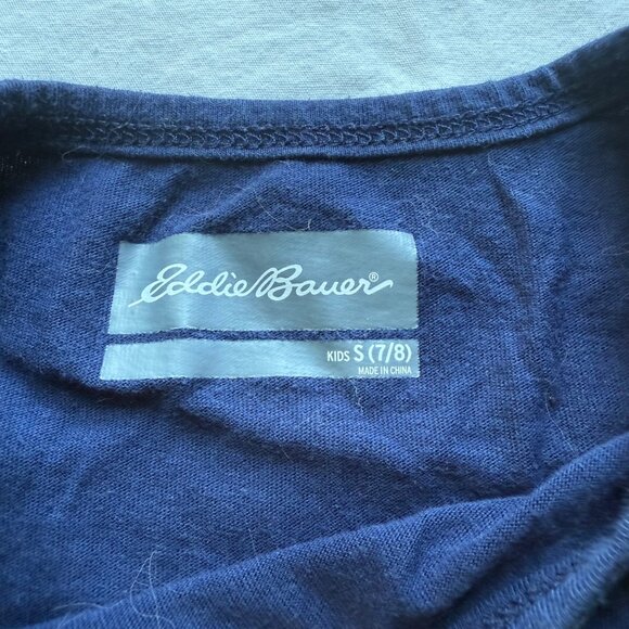 Eddie Bauer Kids Navy Tee & Floral Leggings Set S (7/8) Cotton Blend - Picture 5 of 10